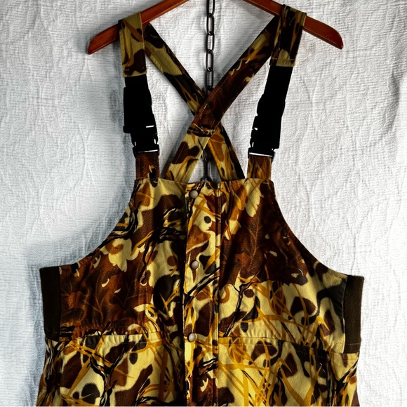 Mount'n Prairie Vintage Camo Hunting Overall Bibs Men's L Brown Tan Felted Pants - Picture 2 of 16